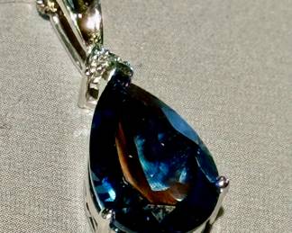 London blue topaz drop in 14k white gold