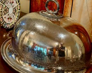 Sterling silver tray and meat dome circa 1920