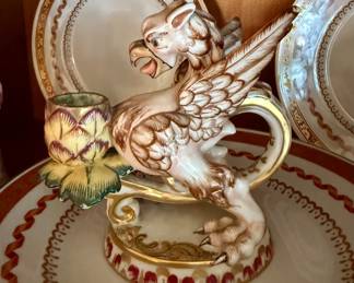 19th Capodimonte dragon candlesticks
