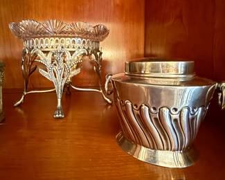 French silver tazza cut glass serving pieces