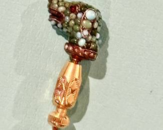 Persian turquoise hound stick pin in 14k and 18k circa 1880
$900