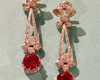 Large white gold diamond and ruby earrings from The Golden Age…$3800