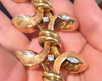 Massive Italian gold and diamond bracelet…signed