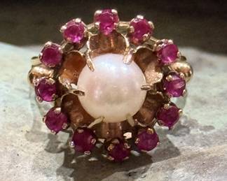 Ruby and pearl ring 1960s
$450