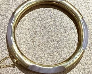 Pink jade and 22k bangle