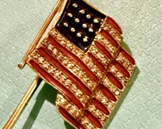 Antique flag stick pin in gold, enamel and diamonds
$400