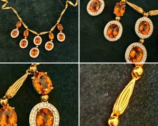 Massive chandelier choker in gold diamonds and Madeira citrine
$7700