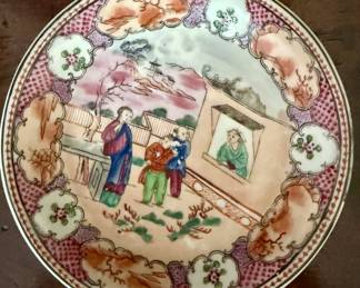 Familial Rose pair of 18th C plates