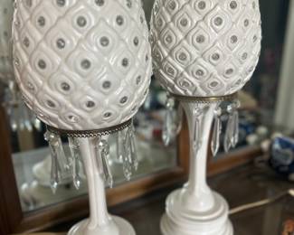 MCM Pinapple Lamps Pair, One Perfect, One damaged