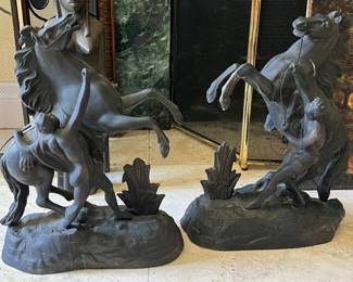 Antique pair of Marly Horses after Coustou 1930's