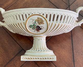 Renaissance white Faience floral center fruit bowl