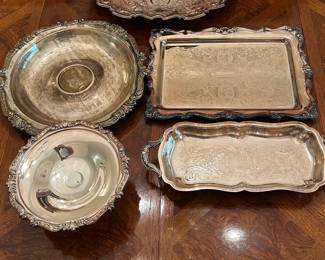 Great Selection of Silver Plate Serving Dishes and Trays