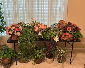Assorted Artifical Plants and Silk Flower Arrangements
