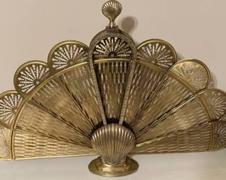 Brass Peacock Fireplace Screen