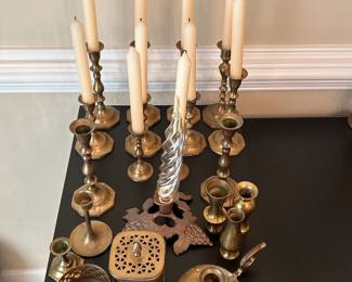 Large Selection of Brass Candlesticks