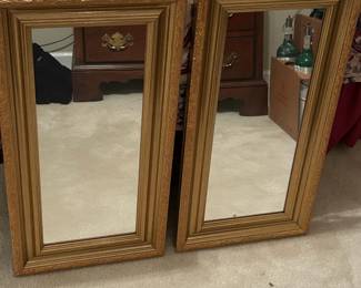 Matching Rectangle Gold Framed Mirrors