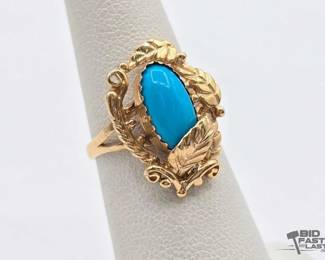 726 14k Sleeping Beauty Turquoise Ring, 3.7g