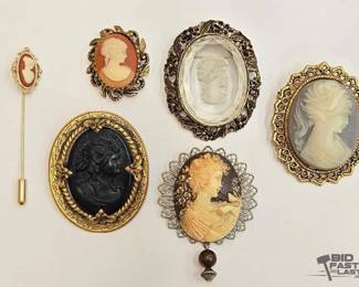 1038 6 Cameo Pins Hat Pin