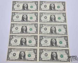 1548 10 $1 Bills, 4 Sets in Sequence