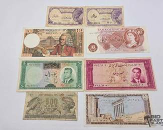 1708 8 Foreign Currency Banknotes