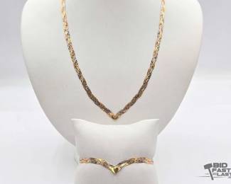 702 14k TriColor Gold Bracelet Necklace, 13.1g