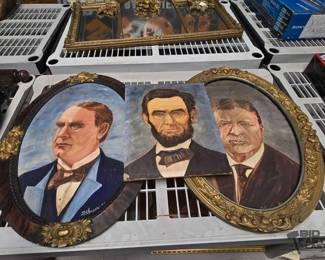 2218 3 Artist Signed Presidential Portraits