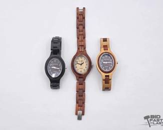 1082 3 Tense Wood Wristwatches