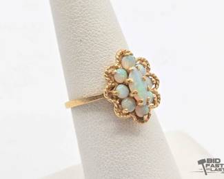 734 14k Gold and Opal Cluster Ring, 3.1g