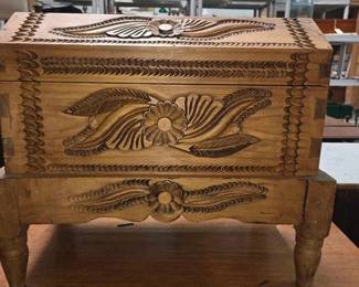 2033 Carved Trunk on Stand