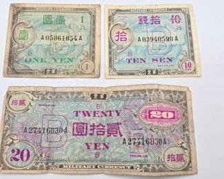 1710 3 Japanese Military Currency Notes