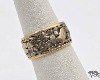 718 14k Gold Floral Band, 5.7g
