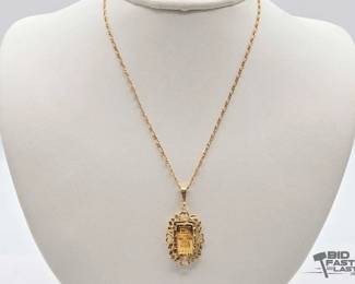 1226 Gold Bar with 14k Bezel Chain, 5.8g