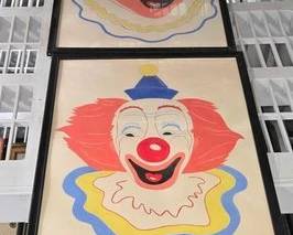 2270 2 Framed Clown Drawings