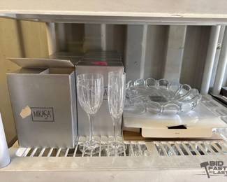7520 23 Mikasa Glass Cups and 1 Crystal Glass Tray