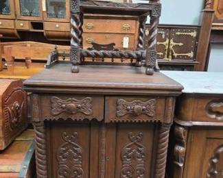 2056 Wooden Cabinet, Stool Bench