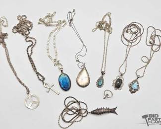 902 8 Sterling Silver Necklaces Ring, 143.8g
