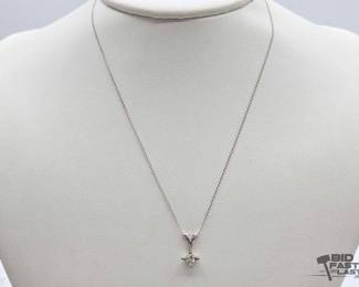 764 14k White Gold Diamond Pendant Necklace, 1.4g