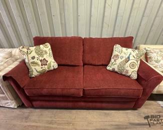 7006 Maroon Pullout Sofa 2 Pillows