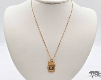 1228 Gold Bar with 14k Bezel Chain, 4.9g