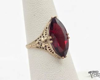 746 14k White Gold and SemiPrecious Stone Art Deco Ring, 2.3g