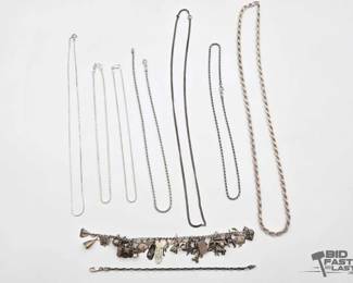 906 Sterling Silver Necklaces Bracelets, 121.4g