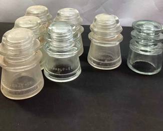 Vintage Hemingray 1950s Clear Glass Insulators