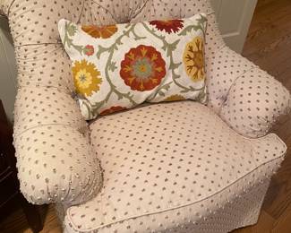 Sherrill Swiss dot style custom upholstery chair