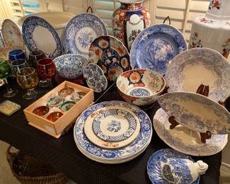 Great collection of blue & white, Spode & Imari pieces.