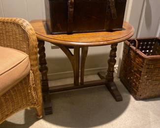 Drop leaf, twisted leg , low table
Leather covered box