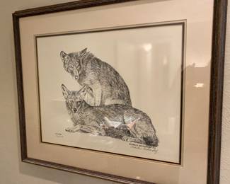 Numbered print of coyotes by Charles Beckendorf