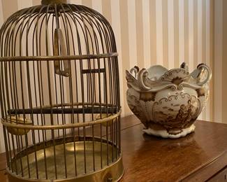 Brass birdcage, large planter