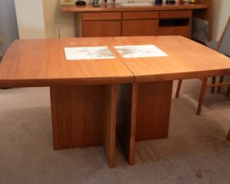 Danish Modern Mobler Dining Room Table with one Leaf
