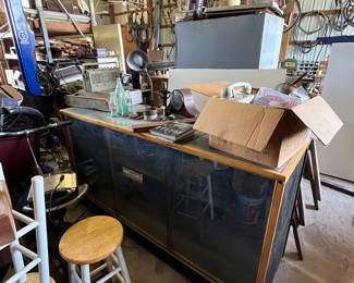 Display cabinet with some vintage items inside