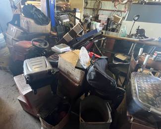Hidden lawn mower & misc household boxes -